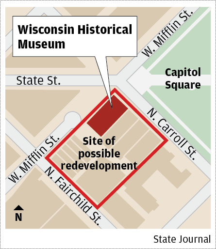 Wisconsin history museum redevelopment map